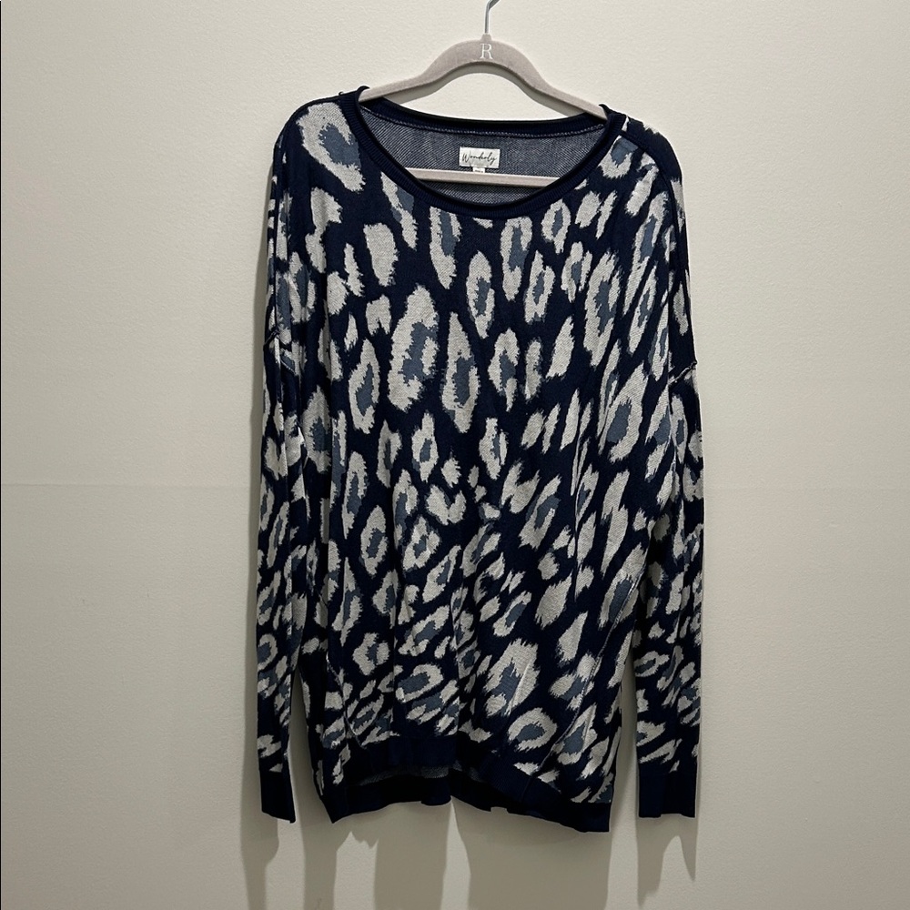 Wonderly Navy and White Animal Print Sweater